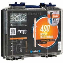 SCELL-IT Coffret 400 Rivets Multi-serrage SCELLIT - Avec Pince à Riveter E-500RH - COF500