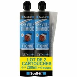 Lot De 2 Cartouches Scellement Chimique 280ml SCELL-IT Système PEEL PACK Polyester + 4 Buses Incluses.