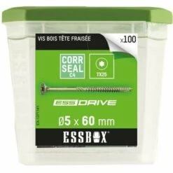 SCELL-IT Vis Bois Tête Fraisée Acier Zingué 5x60mm Essbox