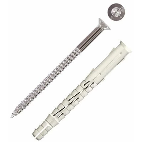SCELL-IT 50 Chevilles Longues Expansion Nylon, Tête Fraisée TX40, Inox A4 - 10 X 100 Mm 3 SCELL-IT 50 Chevilles Longues Expansion Nylon, Tête Fraisée TX40, Inox A4 - 10 X 100 Mm