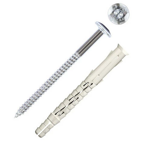 SCELL-IT 50 Chevilles Longues Expansion Nylon - Vis Tête Bombée T30 - Acier Zingué - 8 X 120 Mm 3 SCELL-IT 50 Chevilles Longues Expansion Nylon - Vis Tête Bombée T30 - Acier Zingué - 8 X 120 Mm