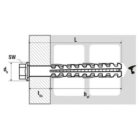 SCELL-IT 10 Chevilles Parpaing Longue Expansion Tirefond TH à Embase - 16 X 200 Mm 5 SCELL-IT 10 Chevilles Parpaing Longue Expansion Tirefond TH à Embase - 16 X 200 Mm – Image 3