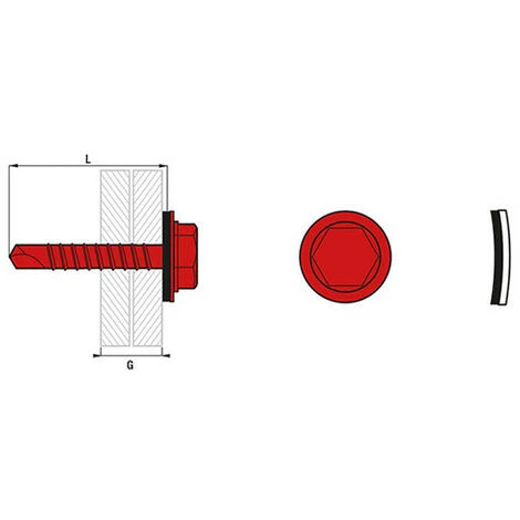 SCELL-IT 100 Vis De Bardage Auroperceuses, Tête Hexagonale, Empreinte 10, Rondelle étanche EPDM, Acier Zingué Blanc 16 Mm - 6.3 4 SCELL-IT 100 Vis De Bardage Auroperceuses, Tête Hexagonale, Empreinte 10, Rondelle étanche EPDM, Acier Zingué Blanc 16 Mm - 6.3 – Image 2