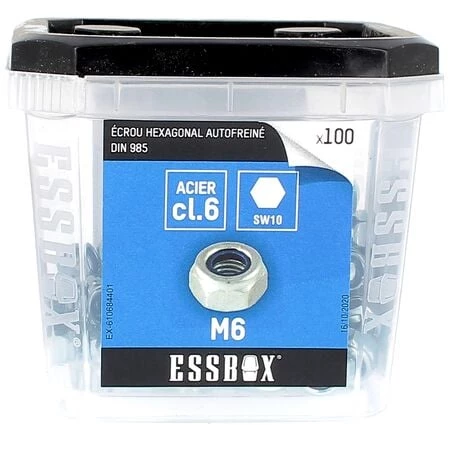 SCELL-IT ESSBOX De 100 Ecrous Nylstop M6 Zingué DIN 985 3 SCELL-IT ESSBOX De 100 Ecrous Nylstop M6 Zingué DIN 985