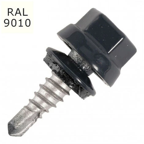 SCELL-IT 100 Vis Pour Bacs Acier D. 6,3 Mm L. 22 Mm ZAMATOP-CR TH12 Pour Le Couturage - RAL 9010 3 SCELL-IT 100 Vis Pour Bacs Acier D. 6,3 Mm L. 22 Mm ZAMATOP-CR TH12 Pour Le Couturage - RAL 9010