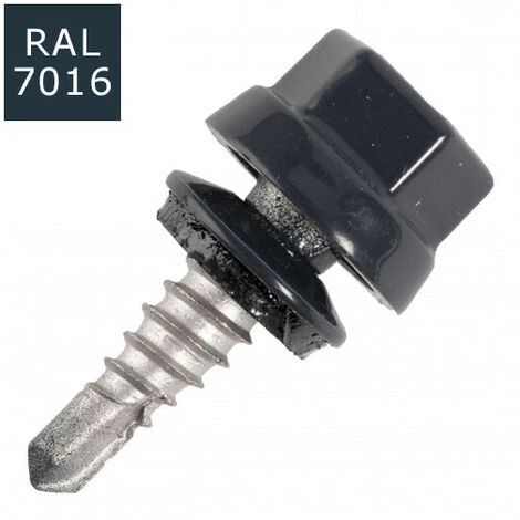 SCELL-IT 100 Vis Pour Bacs Acier D. 6,3 Mm L. 22 Mm ZAMATOP-CR TH12 Pour Le Couturage - RAL 7016 3 SCELL-IT 100 Vis Pour Bacs Acier D. 6,3 Mm L. 22 Mm ZAMATOP-CR TH12 Pour Le Couturage - RAL 7016