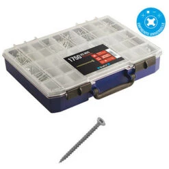 Coffret De 1750 Vis Bois, Acier Zingué Blanc, Empreinte Universelle, Pointe Anti-fendage - COF020-TS - Scell-it